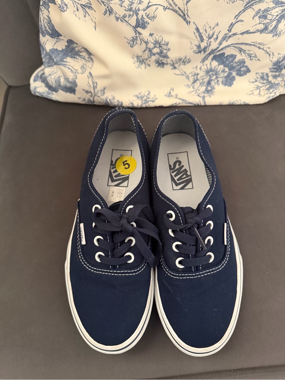 Vans Kids Navy Canvas Lace-Up Sneakers with White Trim